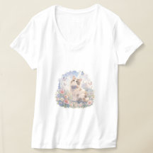 花と蝶と猫のTシャツ
