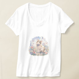 花と蝶と猫のTシャツ Tシャツ