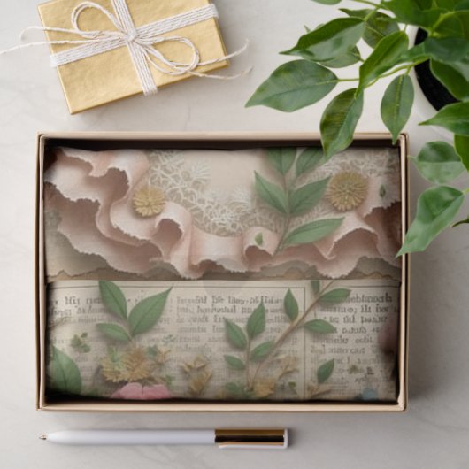 花と蝶と緑の目の女の子 薄葉紙 (ギフト)