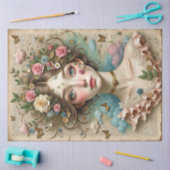 花と蝶と緑の目の女の子 薄葉紙 (クラフト)