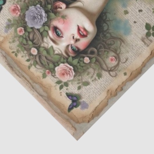 花と蝶と緑の目の美しい 薄葉紙 (詳細)