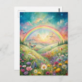 花と蝶と虹の草地 ポストカード (正面/裏面)