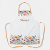花と蝶のエプロンパーソナライズされたン エプロン (正面)