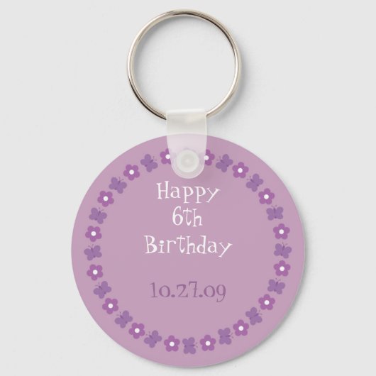 花と蝶のソブリティ誕生日キーチェーン キーホルダー (正面)