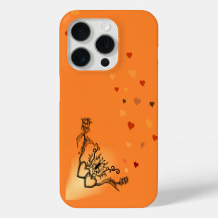 花と蝶のハート iPhone 15 PROケース