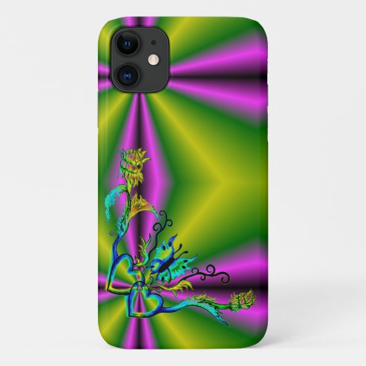 花と蝶のハート Case-Mate iPhoneケース (裏面)