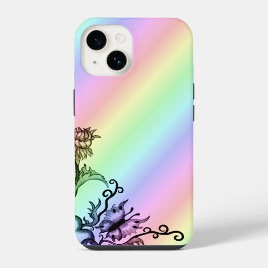 花と蝶のハート iPhoneケース (裏面)