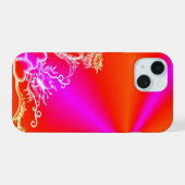 花と蝶のハート iPhone 15ケース (裏面横)