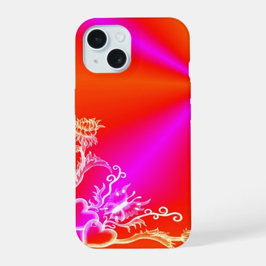 花と蝶のハート iPhone 15ケース (裏面)