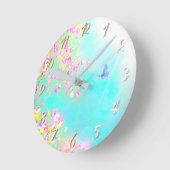 花と蝶のフローラ ラウンド壁時計 (傾斜)