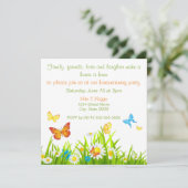 花と蝶のプリント引越し祝い 招待状 (スタンド正面)