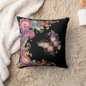 花と蝶のペイズリー クッション (ブランケット)