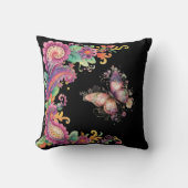 花と蝶のペイズリー クッション (正面)