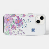 花と蝶のボーダー iPhoneケース (裏面横)