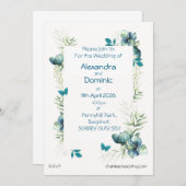 花と蝶のモチーフの結婚式招待状 招待状 (正面/裏面)