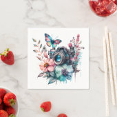 花と蝶の中35mmカメラ スタンダードカクテルナプキン (インサイチュ)