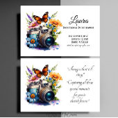 花と蝶の写真家を持つカメラ 名刺