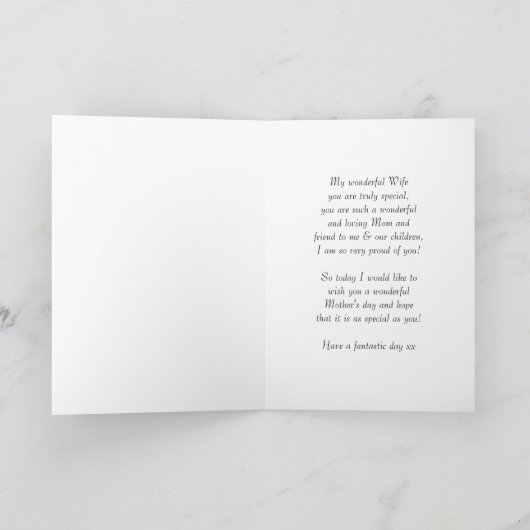 花と蝶の妻の母の日のカード カード (内部)