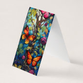 花と蝶の折り畳みブックマーカー 名刺 (裏面)