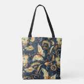 花と蝶の抽象パターン トートバッグ (裏面)