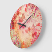 花と蝶の水色、壁時計 ラージ壁時計 (傾斜)