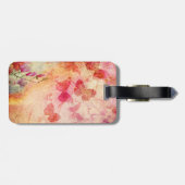 花と蝶の水色、荷物タグ ラゲッジタグ (裏面横)