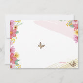 花と蝶の滞在または移動シャワー 招待状 (裏面)