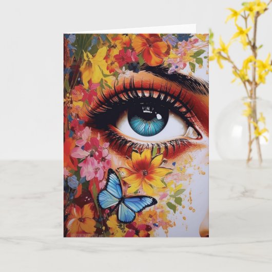 花と蝶の目 カード (黄色い花)