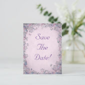 花と蝶の結婚式の日付を保存 案内ポストカード (スタンド正面)