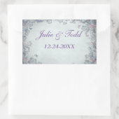 花と蝶の結婚式の日付を保存 長方形シール (バッグ)