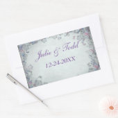 花と蝶の結婚式の日付を保存 長方形シール (封筒)