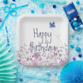花と蝶の誕生日パーティー ペーパープレート (パーティー)