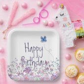 花と蝶の誕生日パーティー ペーパープレート (パーティー)