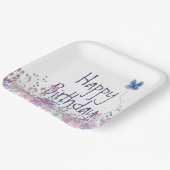 花と蝶の誕生日パーティー ペーパープレート (傾斜あり)