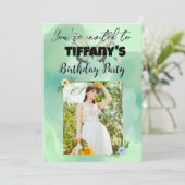 花と蝶の誕生日招待状 招待状 (スタンド正面)