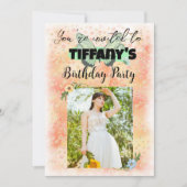 花と蝶の誕生日招待状 招待状 (正面)