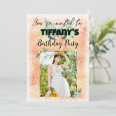 花と蝶の誕生日招待状 招待状 (スタンド正面)