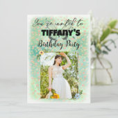 花と蝶の誕生日招待状 招待状 (スタンド正面)