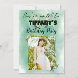 花と蝶の誕生日招待状 招待状