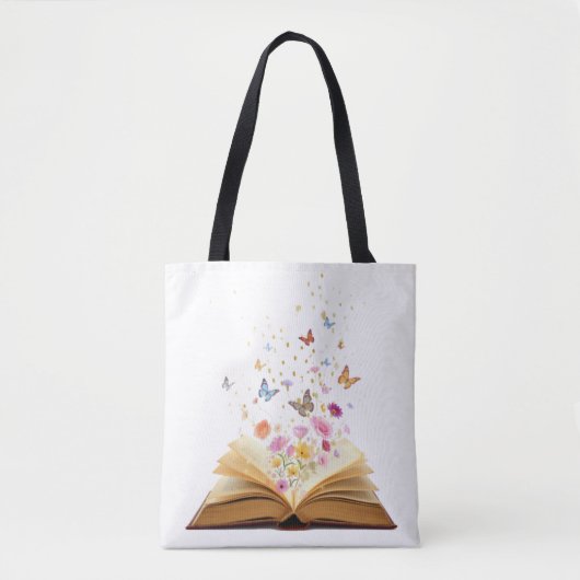 花と蝶の魔法の本 トートバッグ (正面)