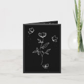 花と蝶の黒い同情カード カード (正面)