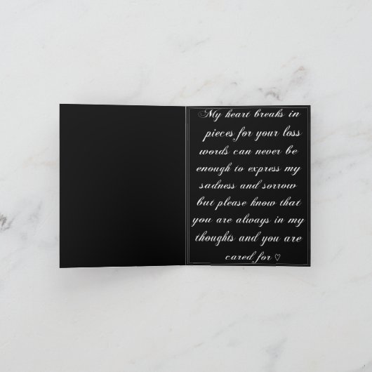 花と蝶の黒い同情カード カード (内部)