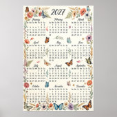 花と蝶の2027年カレンダー ポスター (正面)