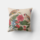 花と蝶を持つ茶色の鳥 クッション (裏面)