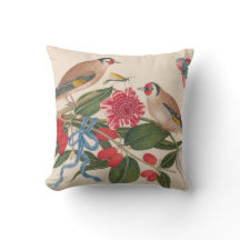 花と蝶を持つ茶色の鳥