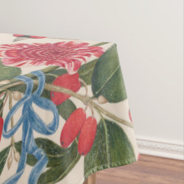 花と蝶を持つ茶色の鳥 テーブルクロス