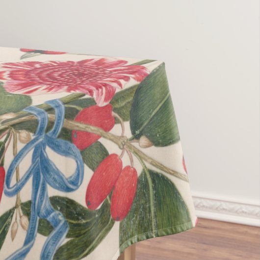 花と蝶を持つ茶色の鳥 テーブルクロス (インサイチュ)