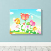 花と蝶キャンバスプリント キャンバスプリント (インサイチュ (ウッドフロア))