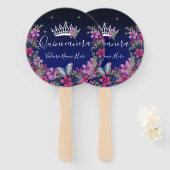 花と蝶キンセアニェラブルーハンドファン ハンドファン (正面&裏面)