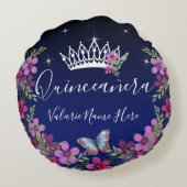 花と蝶キンセアニェラブルー ラウンドクッション (裏面)